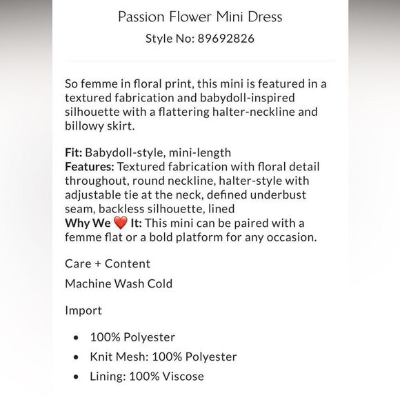 Free People Passion Flower Mini Dress/ size S - Picture 10 of 11